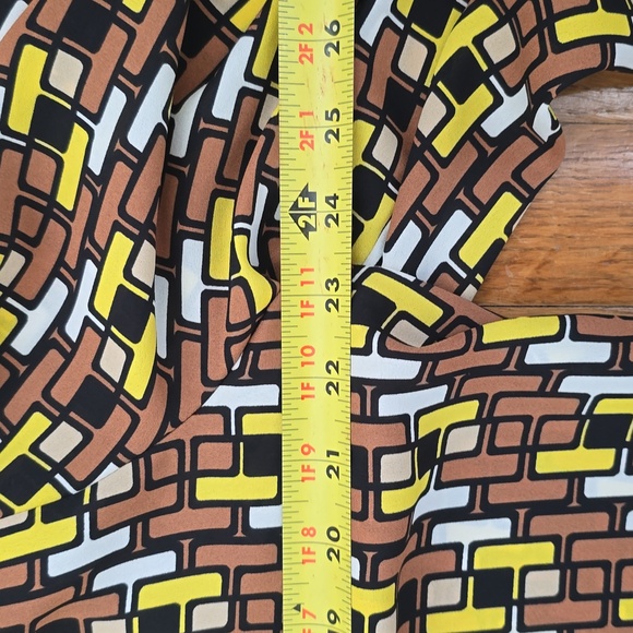 WORTHINGTON WOMENS PETITE PLUS BROWN & YELLOW SYMMETRICAL BLOUSE SIZE PXXL - Picture 11 of 16